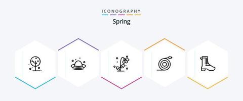 Spring 25 Line Icon Pack inklusive Wasser. Fluss. Frühling. gebogen. Natur vektor