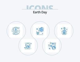 Tag der Erde blau Icon Pack 5 Icon Design. natürlich. Öko. Grün. Wasser sparen. recyceln vektor