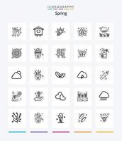 kreativ vår 25 översikt ikon packa sådan som växt. trädgård. ljus. lady insekt. insekt vektor