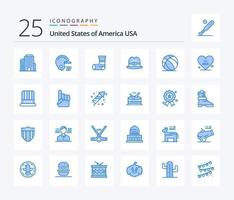 USA 25 blaues Symbolpaket mit Herz. amerikanisch. Fest. Ball. amerikanisch vektor