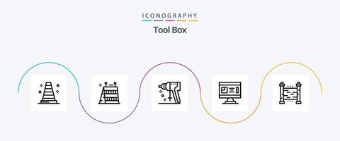verktyg linje 5 ikon packa Inklusive trädgård. planera. perforator. design. plan vektor
