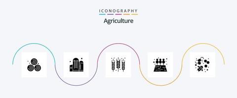 Landwirtschaft Glyphe 5 Icon Pack inklusive Landwirtschaft. Biene. Ernte. Baum. Landwirtschaft vektor