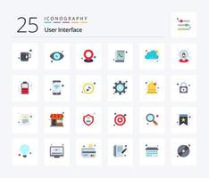 användare gränssnitt 25 platt Färg ikon packa Inklusive Hem. väder. effektivisera. regnig. telefon bok vektor