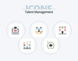 Talentmanagement-Flachbild-Icon-Pack 5-Icon-Design. Mann. Benutzer. Abschluss. Hut. Video vektor