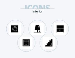 interiör glyf ikon packa 5 ikon design. blixt. lampa. trappa. interiör. infälld vektor