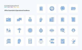 25 Office-Essentials und Operational Excellence Blue Icon Pack vektor