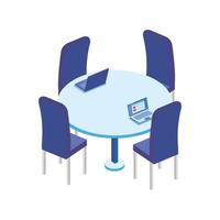 Tisch rund mit Stühlen am Arbeitsplatz vektor