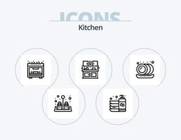kök linje ikon packa 5 ikon design. brödrost. elektrisk. kök. frukost. juice vektor