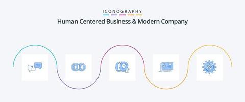 mänsklig centrerad företag och modern företag blå 5 ikon packa Inklusive inbjudan. identitet. man. användare. personal vektor