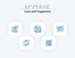 Liebe blau Icon Pack 5 Icon Design. Favorit. Platzhalter. Schreiben. Liebe. Wagen vektor