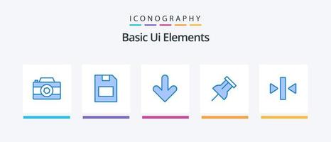 grundläggande ui element blå 5 ikon packa Inklusive tillbaka. spela. pil. påminnelse. papper. kreativ ikoner design vektor