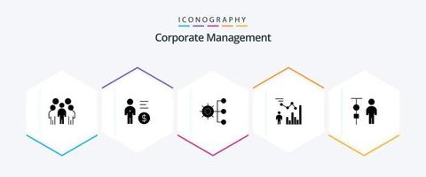 Unternehmensführung 25 Glyphen-Icon-Pack inklusive Effizienz. Diagramm. Geld. Organisation. Unternehmen vektor