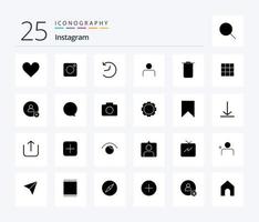 Instagram 25 solides Glyphen-Icon-Pack inklusive Sets. Benutzer. zwitschern. setzt. Menschen vektor