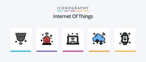 Internet der Dinge Zeile gefüllt 5 Icon Pack inklusive WLAN. Natur. Drucker. iot. W-lan. kreatives Symboldesign vektor