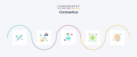 coronavirus platt 5 ikon packa Inklusive korona. sjukdom. vatten. antigen. fuktkräm vektor