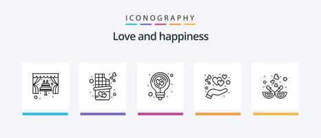 Love Line 5 Icon Pack inklusive Musik. Liebe. Flug. Hören. Vegetarier. kreatives Symboldesign vektor