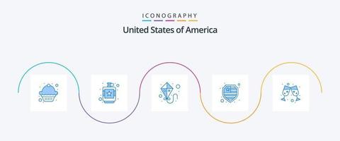 USA blå 5 ikon packa Inklusive . vin. drake. öl. skydd vektor