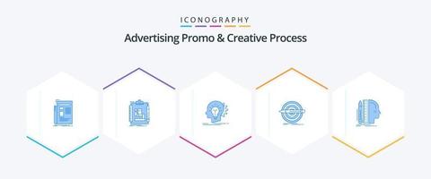 reklam promo och kreativ bearbeta 25 blå ikon packa Inklusive penna. design. arbete. tänkande. huvud vektor