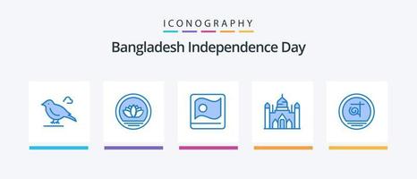 Bangladesh Independence Day Blue 5 Icon Pack inklusive Bangladesch. lalbagh. Bangladesch. dhaka. Aurangabad-Festung. kreatives Symboldesign vektor