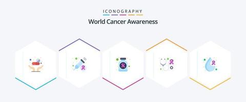 World Cancer Awareness 25 Flat Icon Pack einschließlich Krebs. Pflege. Flasche. Bewusstsein. Gesundheit vektor