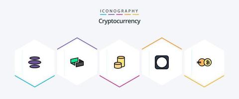 kryptovaluta 25 fylld linje ikon packa Inklusive mynt. crypto valuta. nova mynt. krypto. byetball vektor