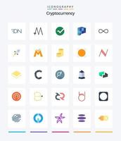 kreativ kryptovaluta 25 platt ikon packa sådan som blockchain. crypto valuta. vertcoin. krypto. jämlikar spelar vektor