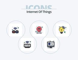 Internet der Dinge Linie gefüllt Icon Pack 5 Icon Design. Plaudern. Wissenschaft. WLAN winken. Satellitenschüssel. Kartenstift vektor