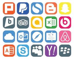 20 Social Media Icon Pack inklusive Microsoft Access Finder Google Allo Browser Outlook vektor