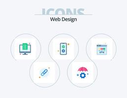 webb design platt ikon packa 5 ikon design. fel. mobil. digital. utveckling. app vektor