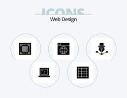 webb design glyf ikon packa 5 ikon design. värld. internet. kreativ. design. rutnät vektor