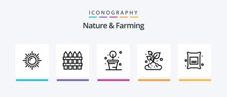 Natur und Landwirtschaft Linie 5 Icon Pack inklusive Landwirtschaft. Anlage. Landwirtschaft. Landwirtschaft. Gemüse. kreatives Symboldesign vektor