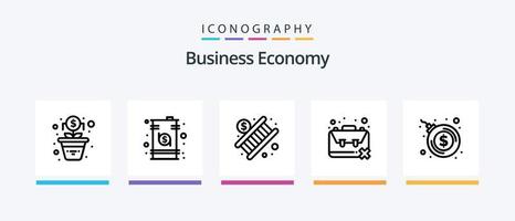 Economy Line 5 Icon Pack inkl. up. Dollar. Marketing. Geld. Bank. kreatives Symboldesign vektor