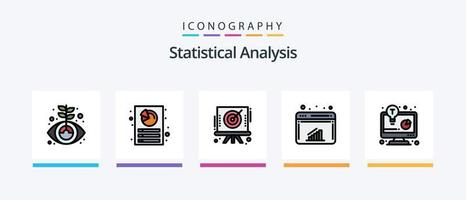 statistisk analys linje fylld 5 ikon packa Inklusive Graf. Diagram. finansiera. företag. global nätverk. kreativ ikoner design vektor