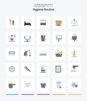 kreative hygieneroutine 25 flache symbolpakete wie reinigung. Tasse. Reinigung. Kaffee. Baumwolle vektor