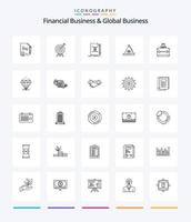 kreativ finansiell företag och global företag 25 översikt ikon packa sådan som pengar. pyramid. notera. illuminati. skapa vektor