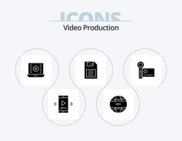 Videoproduktion Glyphen-Icon-Pack 5 Icon-Design. SD-Karte. Speicherkarte. Speicherkarte. Video abspielen vektor