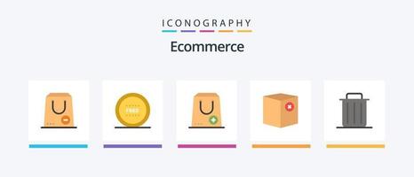 E-Commerce Flat 5 Icon Pack inklusive e. Kasten. Linie. Paket. Handel. kreatives Symboldesign vektor