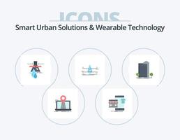 smart urban lösningar och wearable teknologi platt ikon packa 5 ikon design. rena. vatten. uppkopplad. förorening. upptäckt vektor