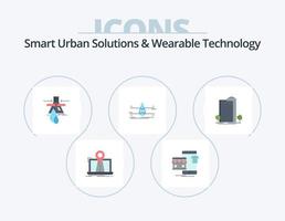 Smart Urban Solutions und Wearable Technology Flat Icon Pack 5 Icon Design. sauber. Wasser. online. Verschmutzung. Erkennung vektor