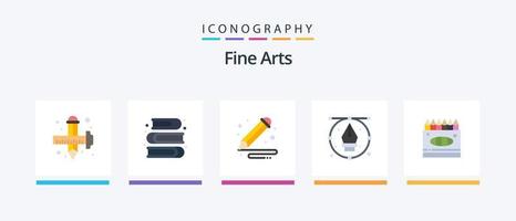 Fine Arts Flat 5 Icon Pack inklusive Bleistift. Zeichnung. Buch. Design. Bleistift. kreatives Symboldesign vektor
