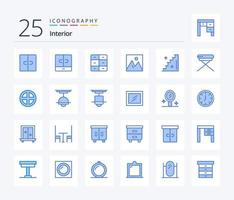 Interieur 25 blaue Icon-Packs inklusive Tür. Sitz. Foto. Innere. Stuhl vektor