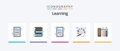 Learning Flat 5 Icon Pack inklusive Archiv. Lernen. Lernen. rationalisieren. malen. kreatives Symboldesign vektor