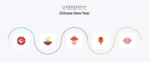 chinesisches neujahr flach 5 icon pack inklusive neujahr. neu. Neujahr. Chinesisch. Chinesisch vektor