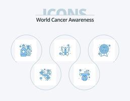 World Cancer Awareness Blue Icon Pack 5 Icon Design. Krankheit. Schleife. Wein. Krebs. Insekt vektor