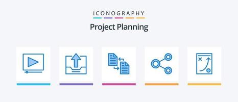 projekt hyvling blå 5 ikon packa Inklusive social. nätverk. arkiv. länk. överföra. kreativ ikoner design vektor