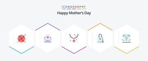 Lycklig mödrar dag 25 platt ikon packa Inklusive . mamma. mamma. gåva. kärlek vektor