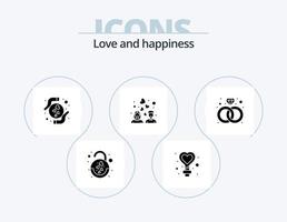 Liebe Glyphe Icon Pack 5 Icon Design. gegenwärtig. Herzensliebe. Pflege. Hochzeit. Paar vektor