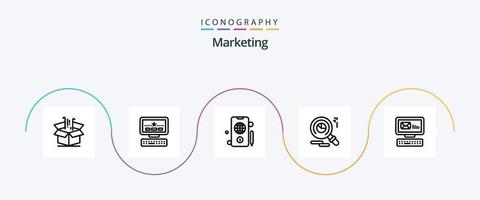 marknadsföring linje 5 ikon packa Inklusive meddelande. kuvert. mobil. e-post. faind vektor