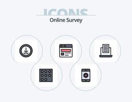 Online-Umfragezeile gefüllt Icon Pack 5 Icon Design. Geschäft . richtig. speichern . ankreuzen. Ausbildung vektor