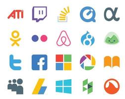 20 Symbolpakete für soziale Medien, einschließlich Picasa, Facebook, Odnoklassniki, Tweet, Basislager vektor